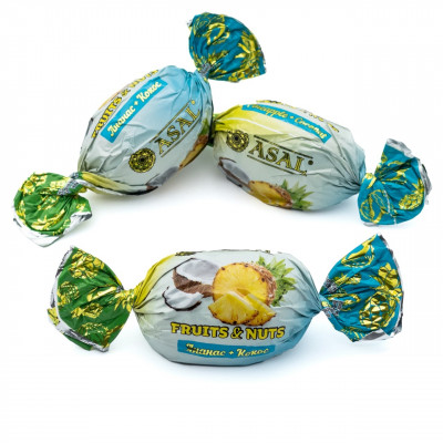 Цукерки "FRUITS & NUTS Ананас + Кокос " у шоколаді / 100 г.